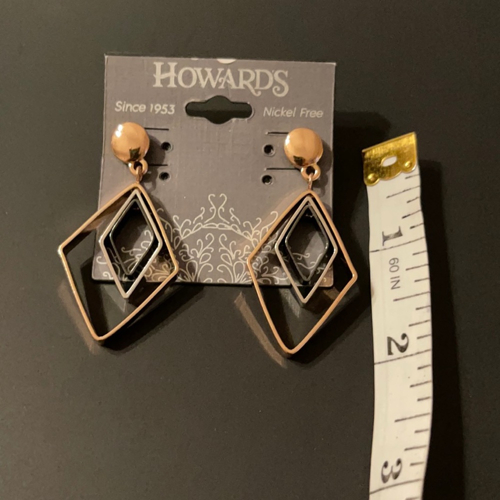 Diamond shaped dangle earrings